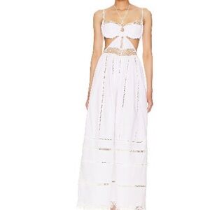 NBD White Cutout Lace Maxi Dress